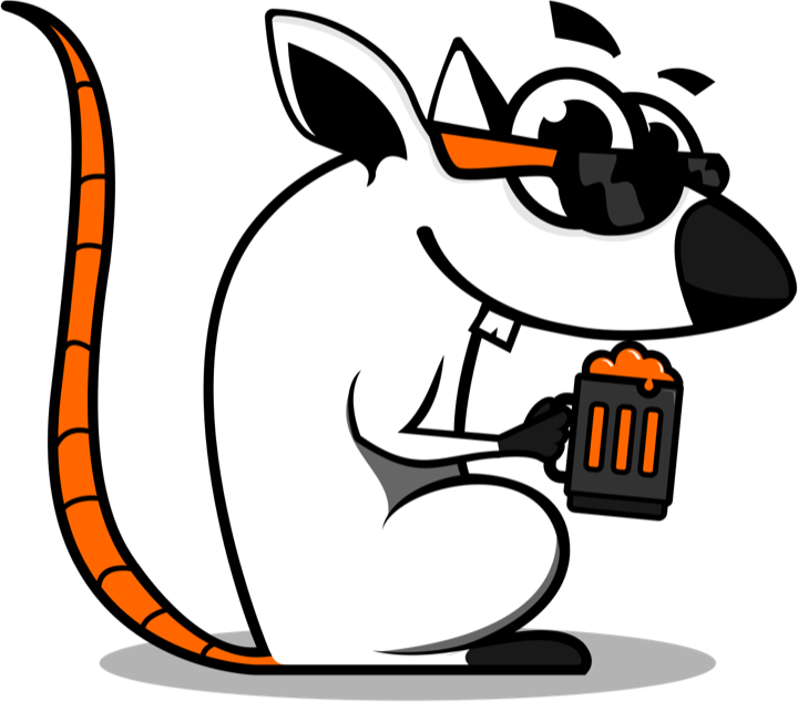The Ratted rat, sunglasses on, beer in hand